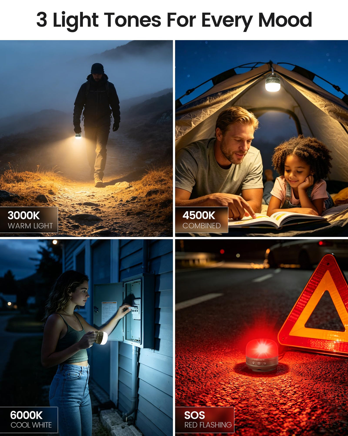 Glocusent Camping Lantern - 5000mAh, Rechargeable, Solar - product view 4