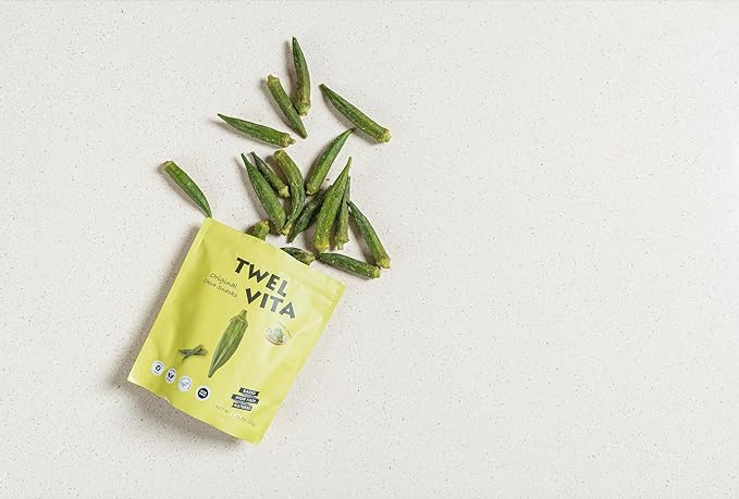 TwelVita Wholesome Baked Wasabi Okra Crisps, Vegan Snacks, Clean Label, Non-GMO, Gluten-Free, 1.76