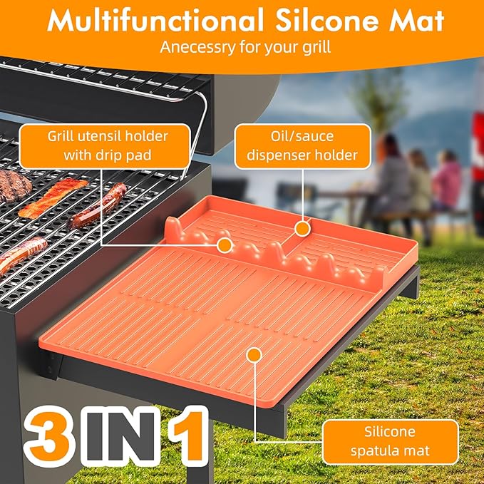 Silicone Griddle Tool Mat Compatible with Blackstone, Spatula Mat with Drip Pad Blackstone Griddle