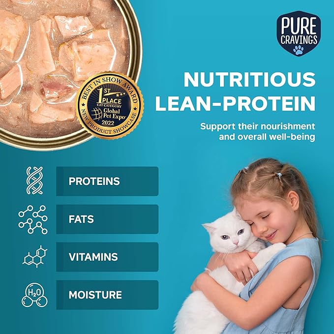 Pure Cravings Minced Tuna and Mackerel Wet Canned Cat Food, 100% Mercury-Tested Tuna, Moist Can
