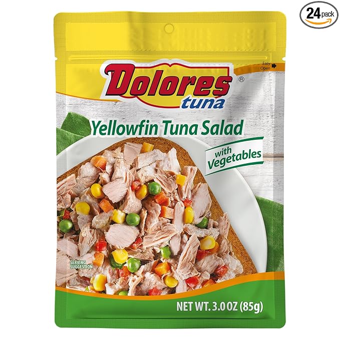 Dolores Chunk Light Yellowfin Tuna Salad with Vegetables, 3 oz (Pack of 24)