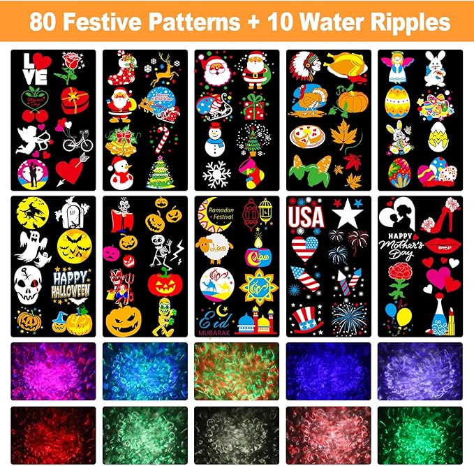 2025 Upgraded Brighter Halloween Decorations Projector Lights for Home, Display 8 Patterns at A