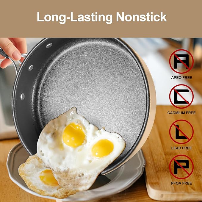 Odoland 15pcs Camping Cookware Mess Kit, Non-Stick Lightweight Pot Pan Kettle Set with Stainless