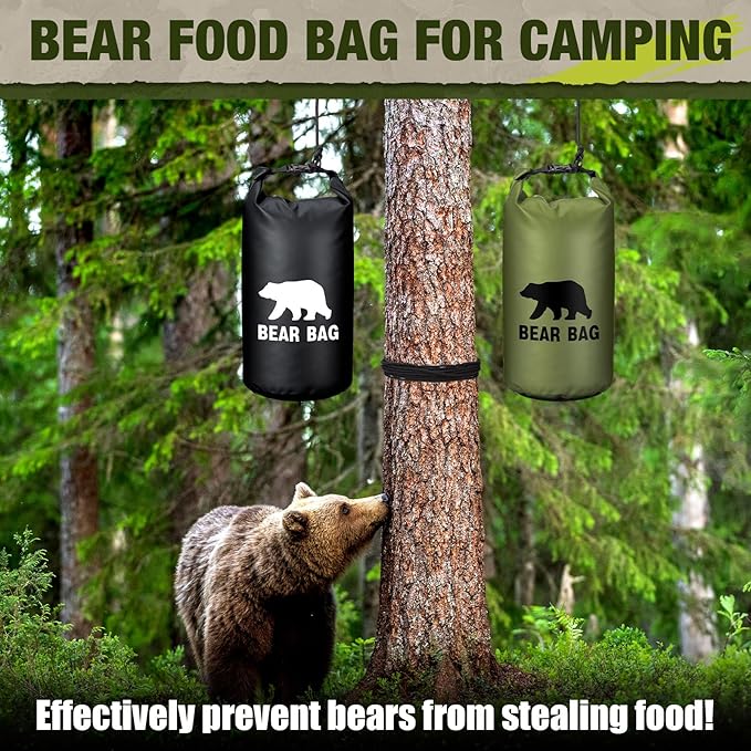 2 Sets Bear Food Bag for Camping Ultralight Food Bag Hanging System Includes 2 Pcs 10 L Waterproof