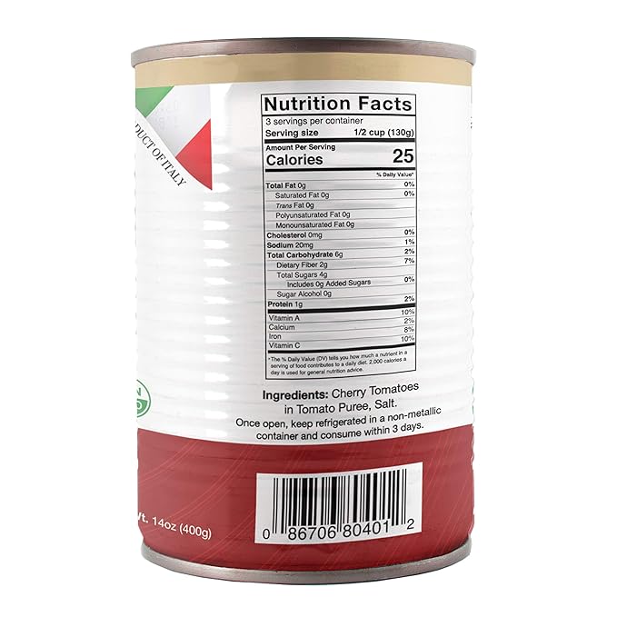 Giusto Sapore All Natural Italian Cherry Tomatoes Pomodorini - Premium Gourmet Gluten Free Fat Free