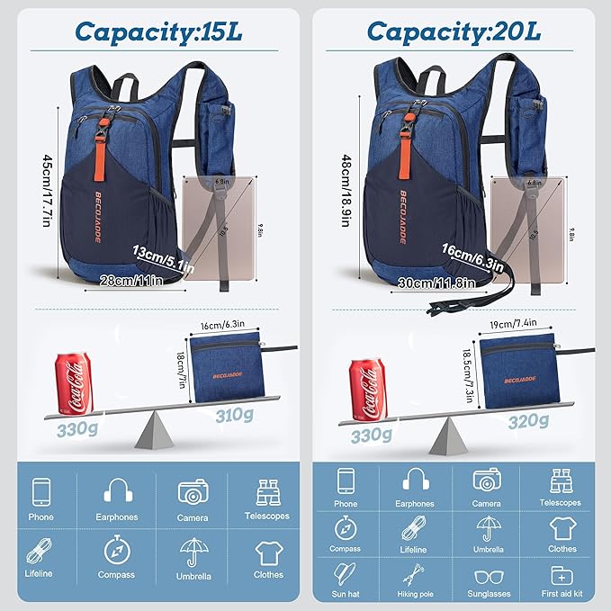 20L Small Hiking Backpack for Men Women Foldable Packable Back Pack Ultralight Hiking Daypack for