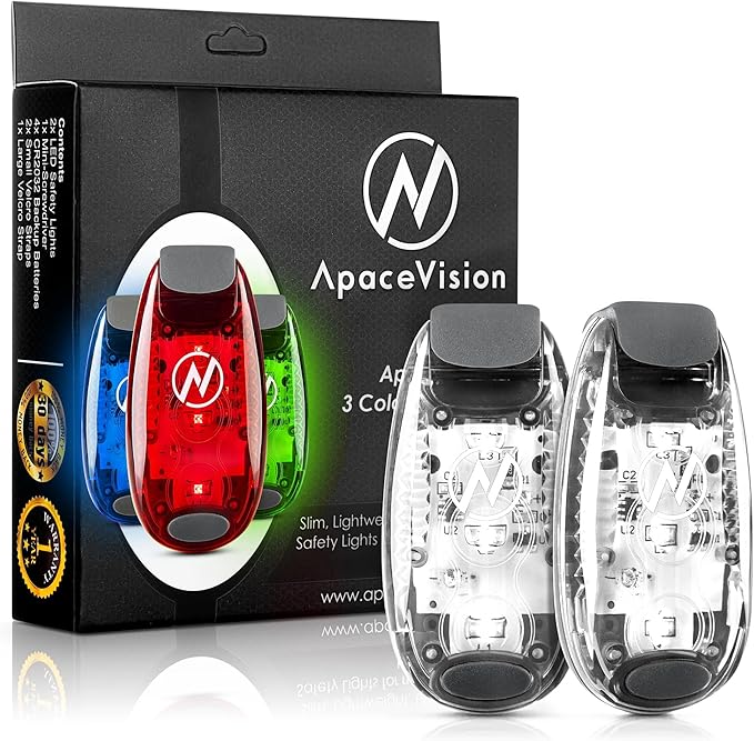 LED Safety Light (2 Pack) - Clip On Strobe/Running Lights for Runners, Dog, Bike, Walking, Boat