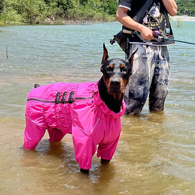 Dogs Waterproof Jacket, Lightweight Waterproof Jacket Reflective Safety Dog Raincoat Windproof