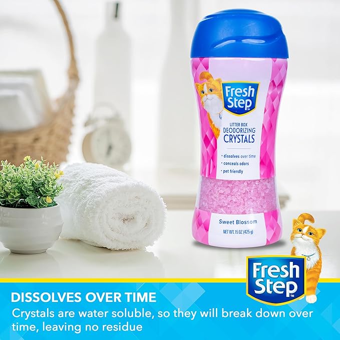 Fresh Step Cat Litter Crystals in Sweet Blossom Scent - Cat Litter Box Deodorizer - Combats Odors
