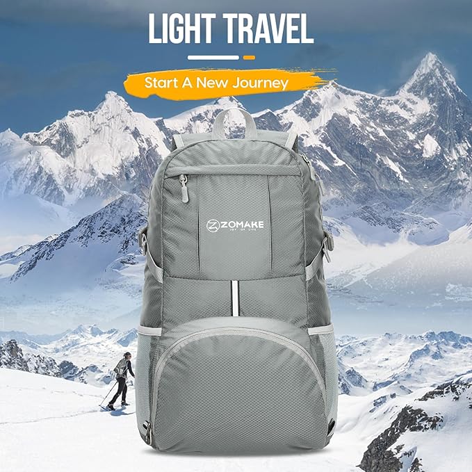 ZOMAKE Lightweight Packable Backpack 35L, Light Foldable Backpacks Water Resistant Collapsible