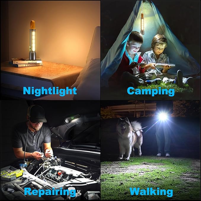 Magnetic Flashlight Rechargeable,2000LM 5000mAh Flashlights High Lumens with 9 Modes,Waterproof