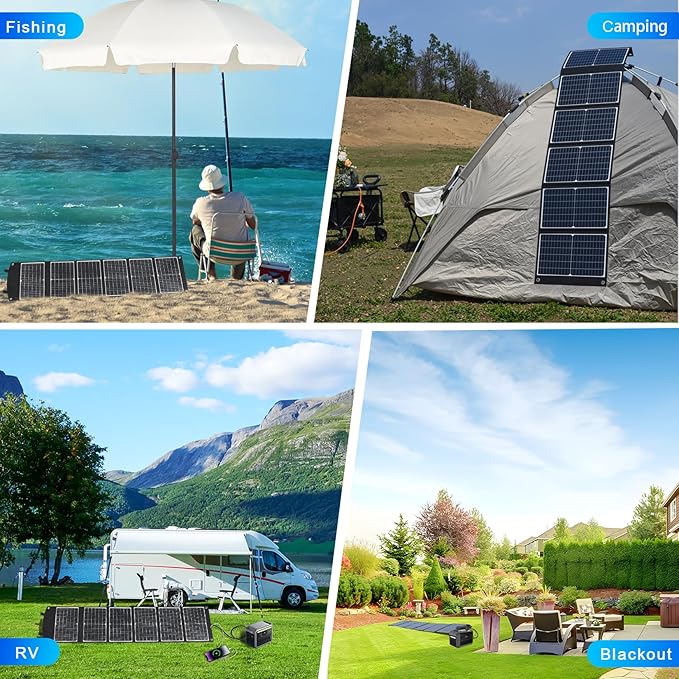 100 Watt Portable Solar Panel, Foldable Solar Panel Charger with Kickstands, QC3.0 USB-A USB-C & DC