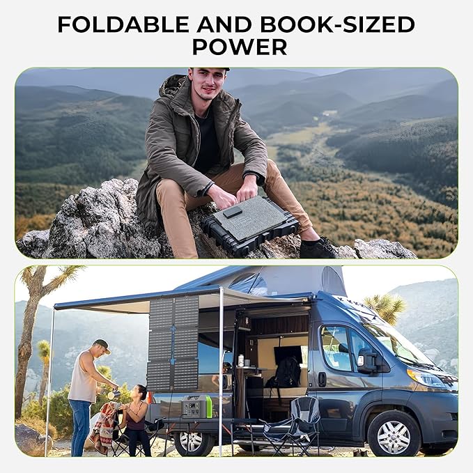 Portable Solar Generator, 300W Portable Power Station with Foldable 60W Solar Panel, 110V Pure Sine
