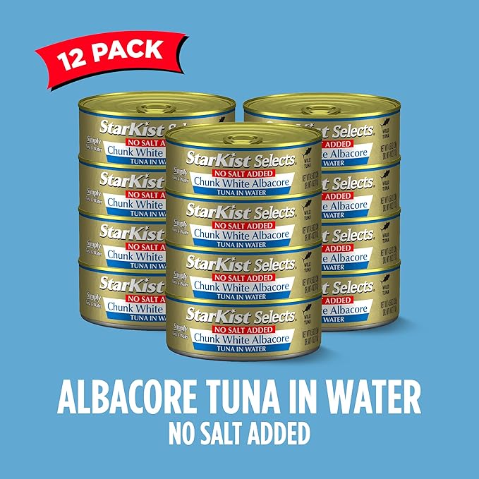 StarKist Selects No Salt Added Chunk White Albacore Tuna in Water, 4.5 oz (12 Pack) Canned Tuna