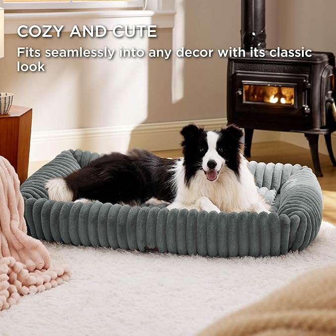 Bedsure Cute Dog Bed for Extra Large Dogs - Washable Furry Puppy Beds, Rectangle Orthopedic XL Pet