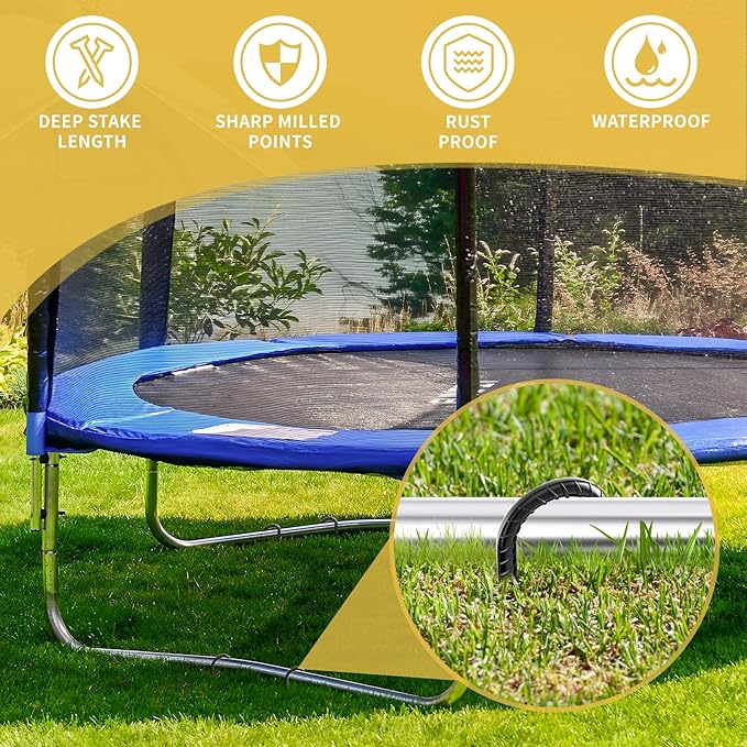 12 Inch Rebar Stakes, 8 Pack J Hook Heavy Duty Ground Stakes for Canopy Tent Trampoline and Chain