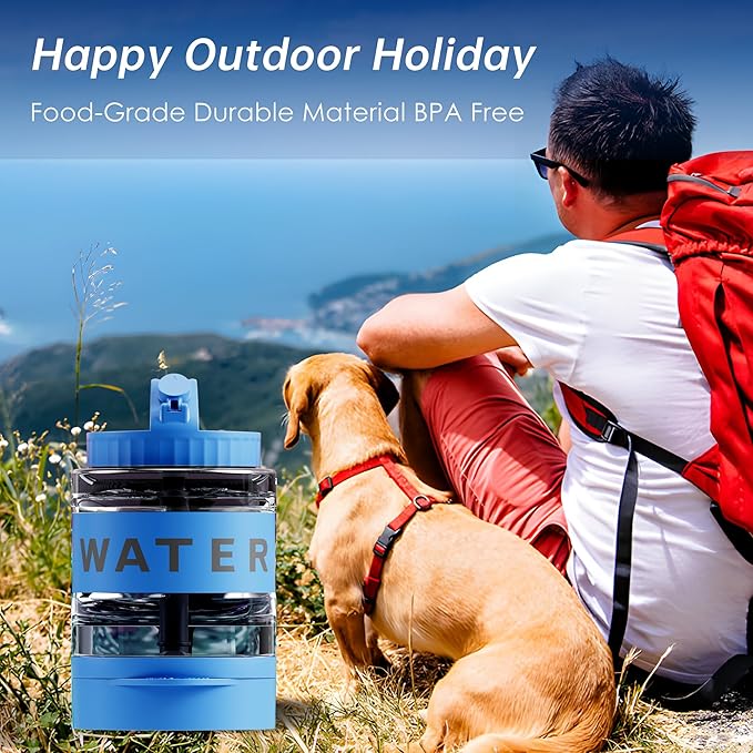 Portable Dog Water Bottle, 77oz Large Travel Water Bowl Dispenser for Dogs Camping Beach Walking