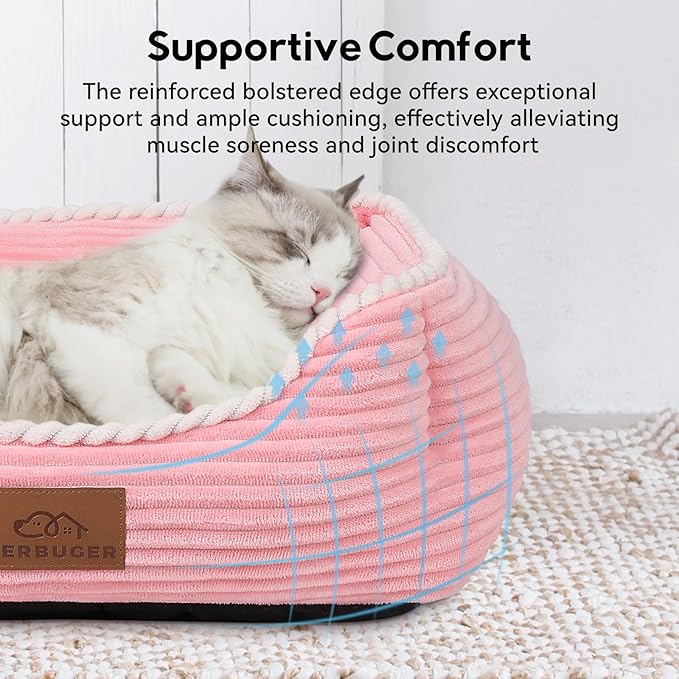 Cat Dog Bed for Pets, Rectangle Pet Bed Gift for Puppy and Kitten, Machine Washable Calming Fluffy