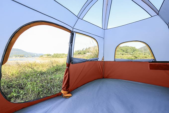 CAMPROS CP Tent 8 Person Camping Tents, Waterproof Windproof Family Tent with Top Rainfly, Large