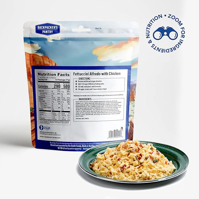 Backpacker's Pantry Fettuccini Alfredo with Chicken - Freeze Dried Backpacking & Camping Food