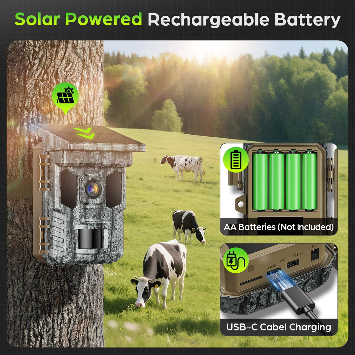 VIDVIS Trail Camera - 4K, 64MP, Solar, WiFi - product view 6