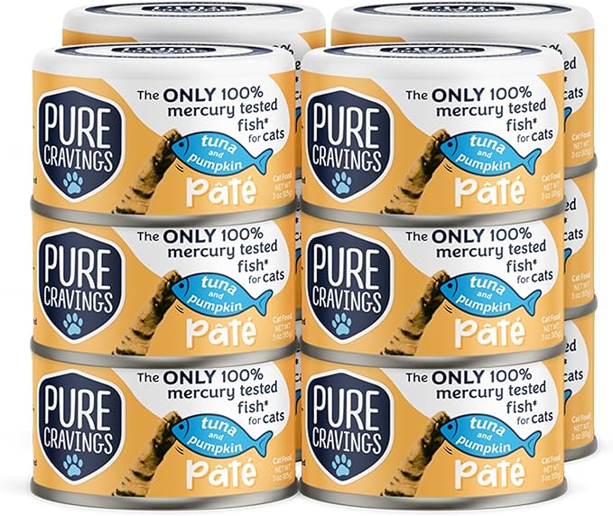 Pure Cravings Tuna and Pumpkin Pate, Canned Wet Cat Food, 100% Mercury-Tested, Moist Can Fish