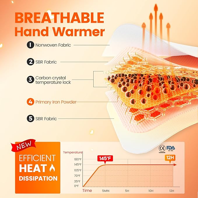 Hand Warmers Disposable 500/375/240/125/90/55/30 Pcs, Long-Lasting Up to 12 Hours for Warm Body