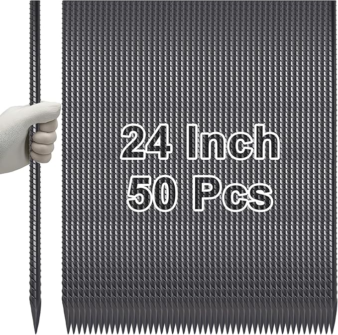 VVOKGO Rebar Stakes 24 Inch Ground Straight Concrete Form Stakes Heavy Duty (50pcs), 3/8" Diameter