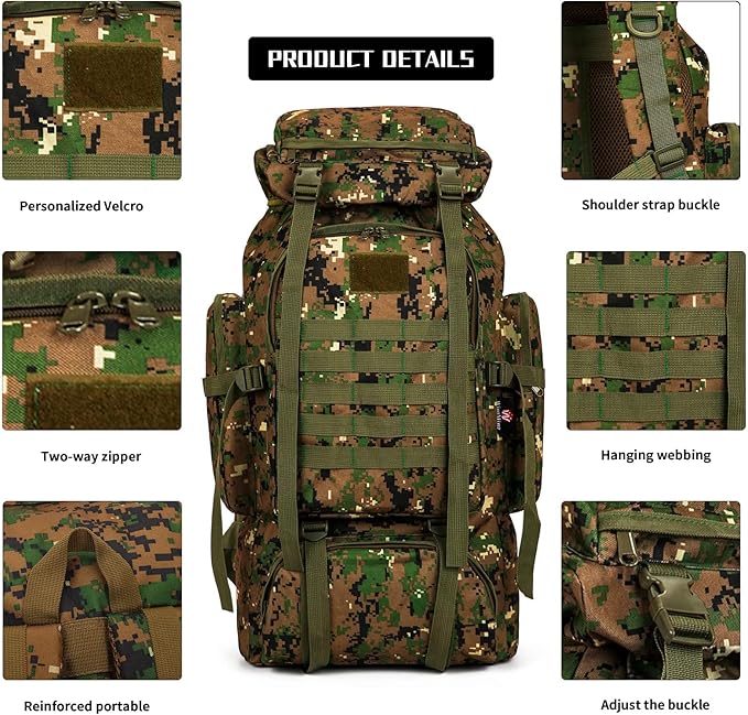 Hiking Backpack for Men 70L/100L Camping Backpack Military Rucksack Molle 3 Days Assault Pack for