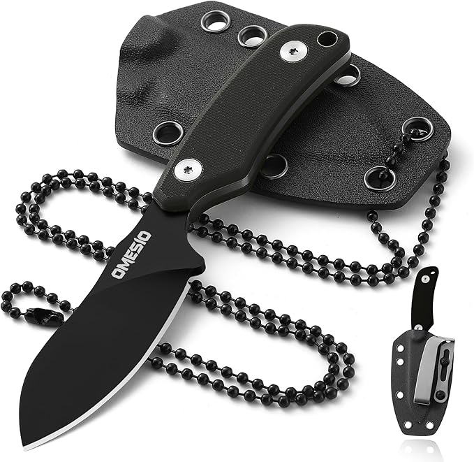 Omesio Neck Knife, 5.82" Small Fixed Blade Tactical Knife, Compact Full Tang EDC Neck Knife with