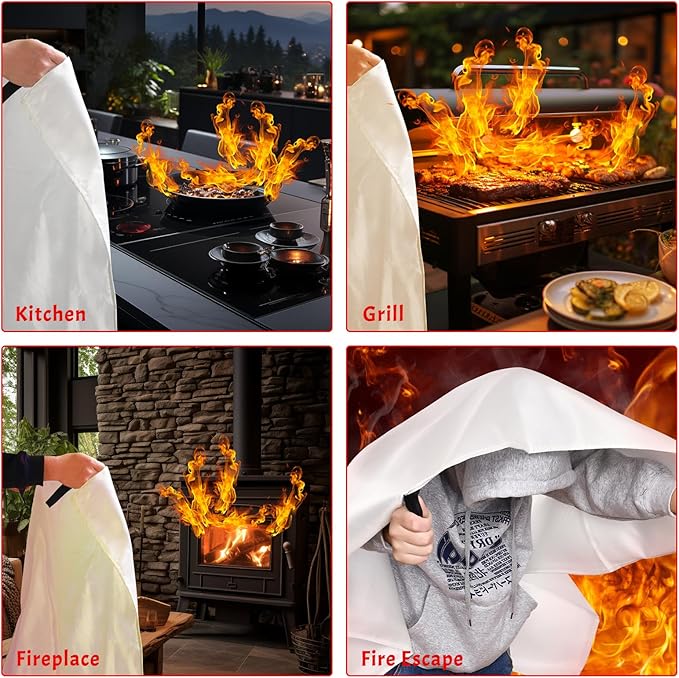 Heavy-Duty Emergency Fire Blanket, 1 Pack ??Fireproof Fiberglass Blanket for Kitchen, Home, Grill