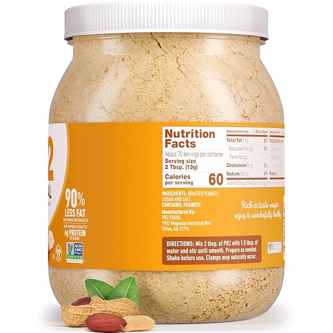PB2 Powdered Peanut Butter Powder | 2LB Jar | Certified Gluten Free, Low-Carb, Keto Diet Friendly |