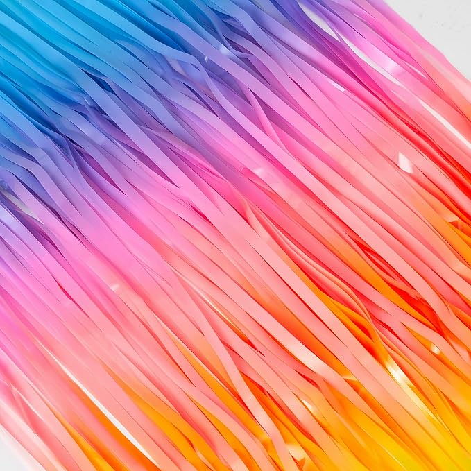 BRAVESHINE Colourful Tinsel Foil Fringe Curtains - 2Pcs 3.2x8.2ft Holidays Photo Booths Party