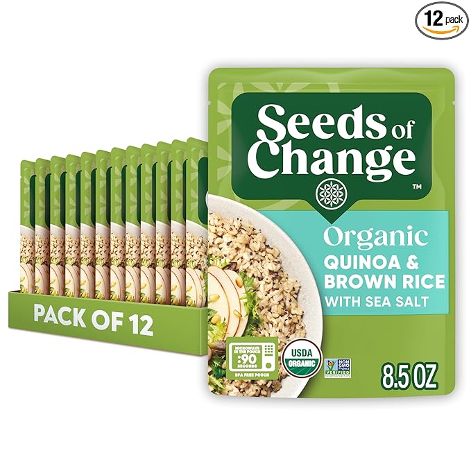 SEEDS OF CHANGE Organic Quinoa & Brown Rice with Sea Salt, Organic Food, 8.5 OZ Pouch (Pack of 12)