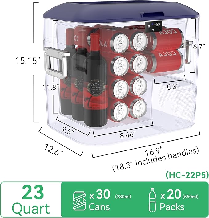 Car Refrigerator Portable Car Fridge 12V Refrigerator 23 Quart (22 Liter) Freezer Compressor Cooler