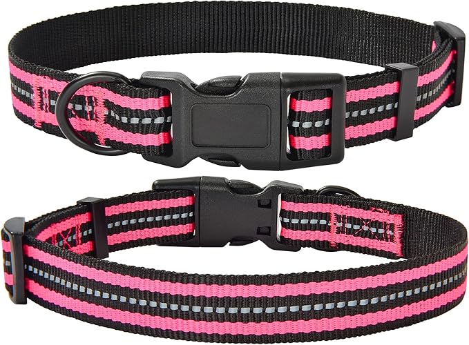 Mile High Life Reflective Dog Collar | Nylon Pet Collars wiith Buckle | Light Weight Puppy Collars