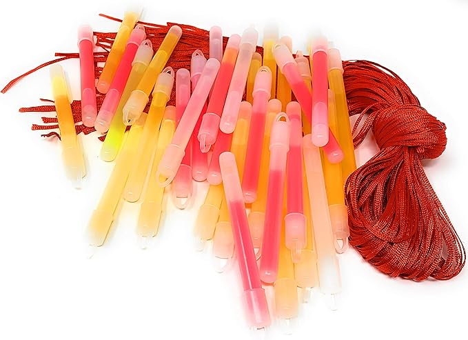 Bulk 120 Piece 4" Glow Stick with Cord Assortment - Ideal For Halloween, New Years Eve, Dances or