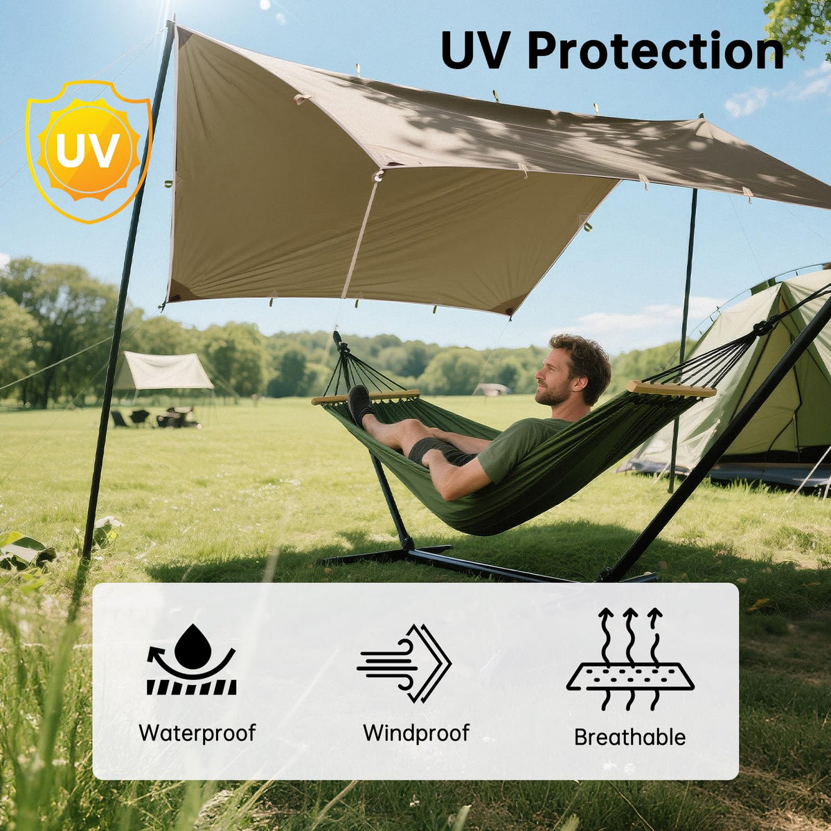 FREE SOLDIER Camping Tarp - 10 x 10.5ft, Waterproof, Beige - product view 4