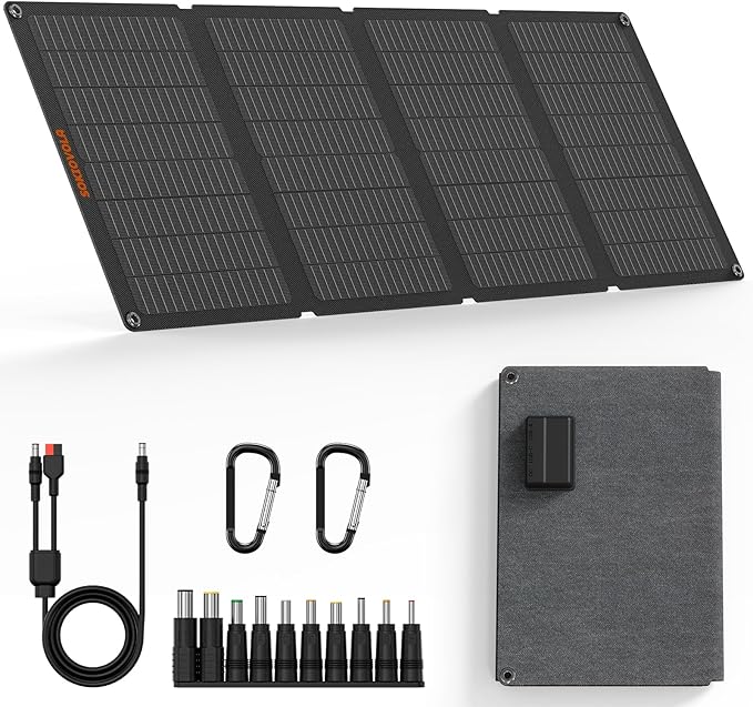 N-Type 16BB 50W Portable Solar Panels,Foldable Solar Panel Charger IP68 Waterproof with USB-A and