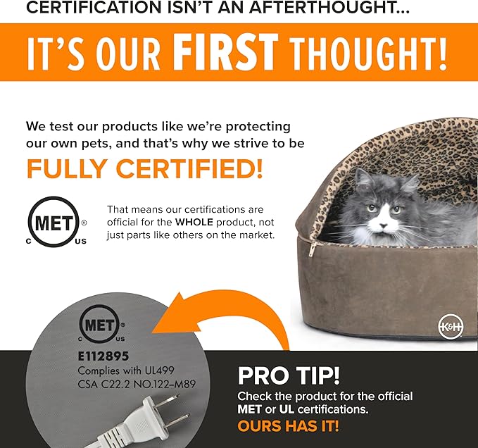 K&H Pet Products Thermo-Kitty Bed Deluxe Heated Cat Bed for Smaller Kitties - Indoor Heated Pet Bed