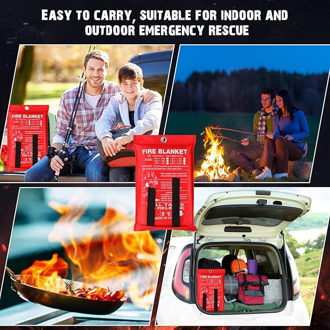 Moukeren Fire Blanket Fire Emergency Blankets for Home Kitchen, Survival Safety Flame Suppression