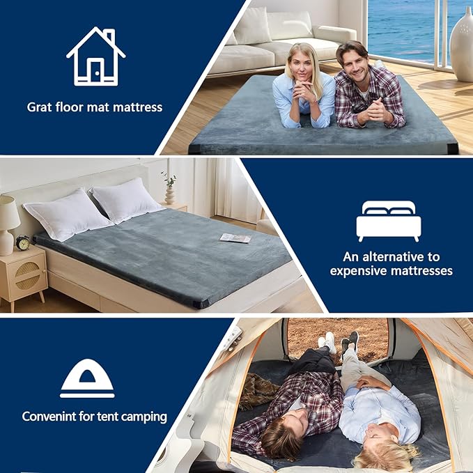 CYMULA CertiPUR-US Memory Foam Camping Mattress Pad, Portable Foam Sleeping Pad for Camping, Roll