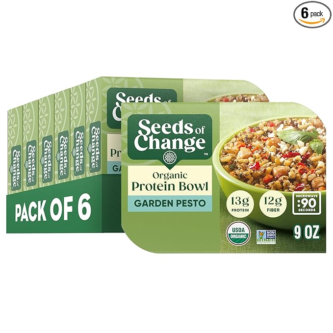 SEEDS OF CHANGE Organic Protein Bowl Garden Pesto, Prepared Entrée, Microwave in 90 Seconds, 9 oz