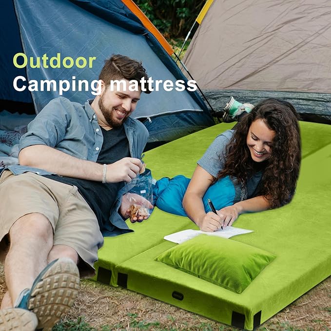 Memory Foam Camping Mattress pad, Comfortable Thick Floor Sleeping Mat for Adults with Waterproof