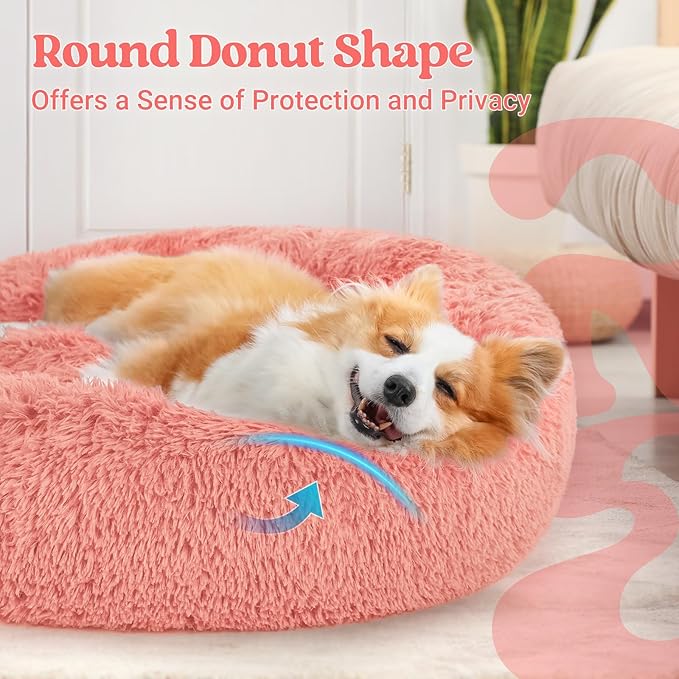 rabbitgoo Calming Dog Bed for Small Medium, 30 inches Pet Bed Machine Washable, Non-Slip Round