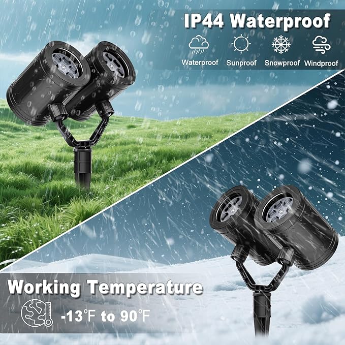 2025 Upgraded Snowflake Christmas Projector Lights Outdoor, Dual Head Snowflake Projector Lights