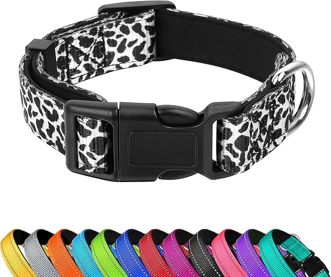 Reflective Dog Collar, Adjustable Soft Neoprene Padded Nylon Pet Collars with Buckle for Puppy and