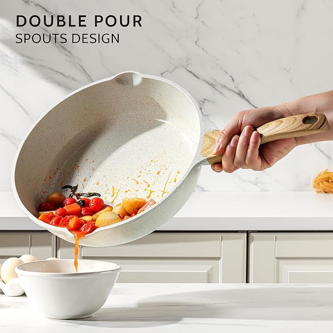 SENSARTE Nonstick Ceramic Saute Pan 12-Inch, 5QT Non-toxic Deep Frying Pan Skillet with Lid