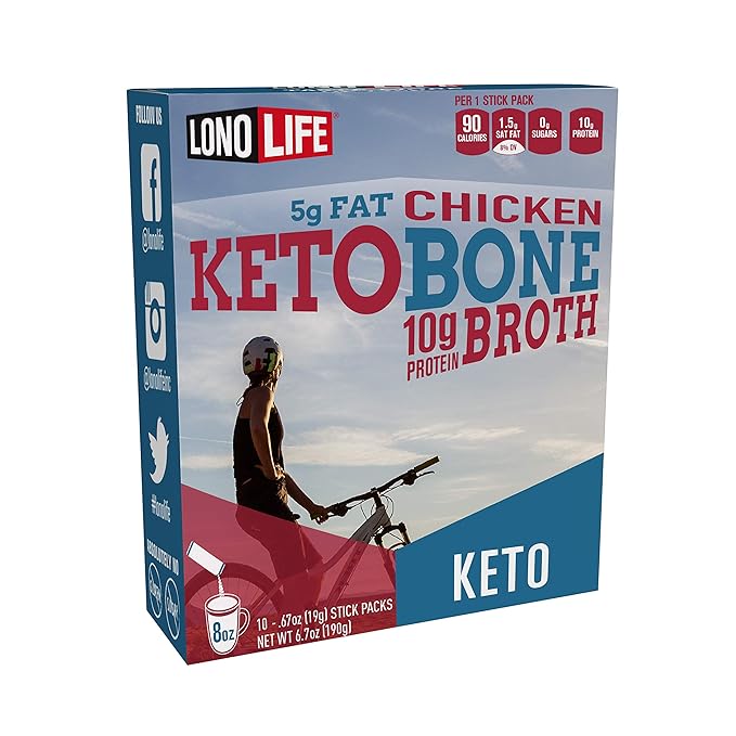 LonoLife Keto Chicken Bone Broth Powder Mix | 10g Protein | Collagen-Rich, Keto & Paleo Friendly |
