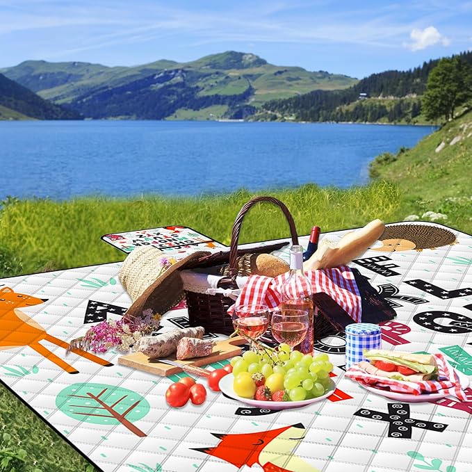 Poedist Extra Large Picnic Blanket Waterproof,80"x 80"Foldable Machine Washable Beach